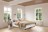 Beddenleeuw Boxspring Bed Isabella - Kingsize 200x200 - Incl. Hoofdbord + Matras - Lederlook Wit (Skai)