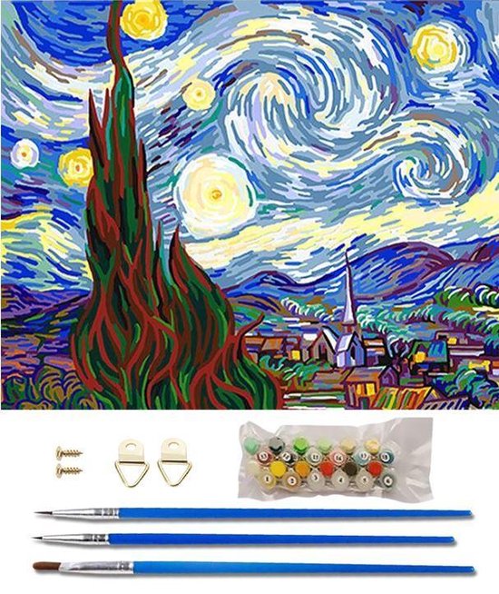 Paint By Numbers - Schilderen op Nummer - Sterrennacht Van Gogh - 50x40cm  - | bol.com
