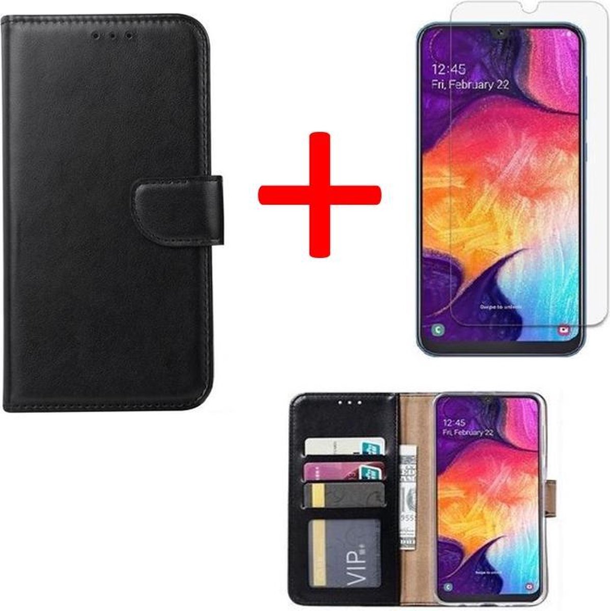 BixB Samsung Galaxy S20 Plus hoesje - bookcase Zwart + tempered glas screenprotector