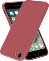 geschikt voor Apple iPhone SE 2020 vierkante silicone case - donkerrood