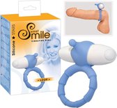 Sweet Smile – Siliconen Cock Ring met Vibro Bullet voor Dubbel Stimulatie Hem en Haar – Blauw