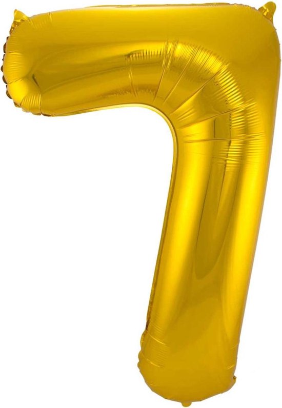 Ballon Cijfer 7 Jaar Goud Verjaardag Versiering Gouden Helium Ballonnen Feest Versiering 86 Cm XL Formaat Met Rietje
