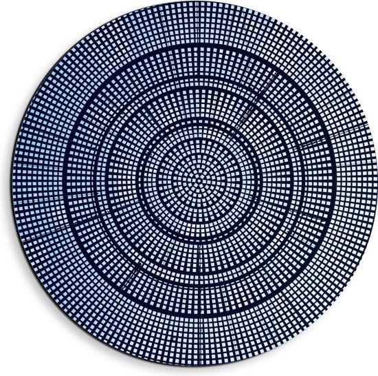 Dibond Wandcirkel - Abstracte Blauwe Rondjes  - 40x40cm Foto op Aluminium Wandcirkel (met ophangsysteem)