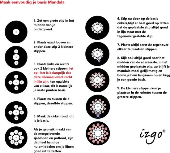 Mandala Dotting Starter Set - 26 delig - Sjablonen Hobby Volwassenen - Dotting Tools - Dot Painting - Stenen stippen - IZGO
