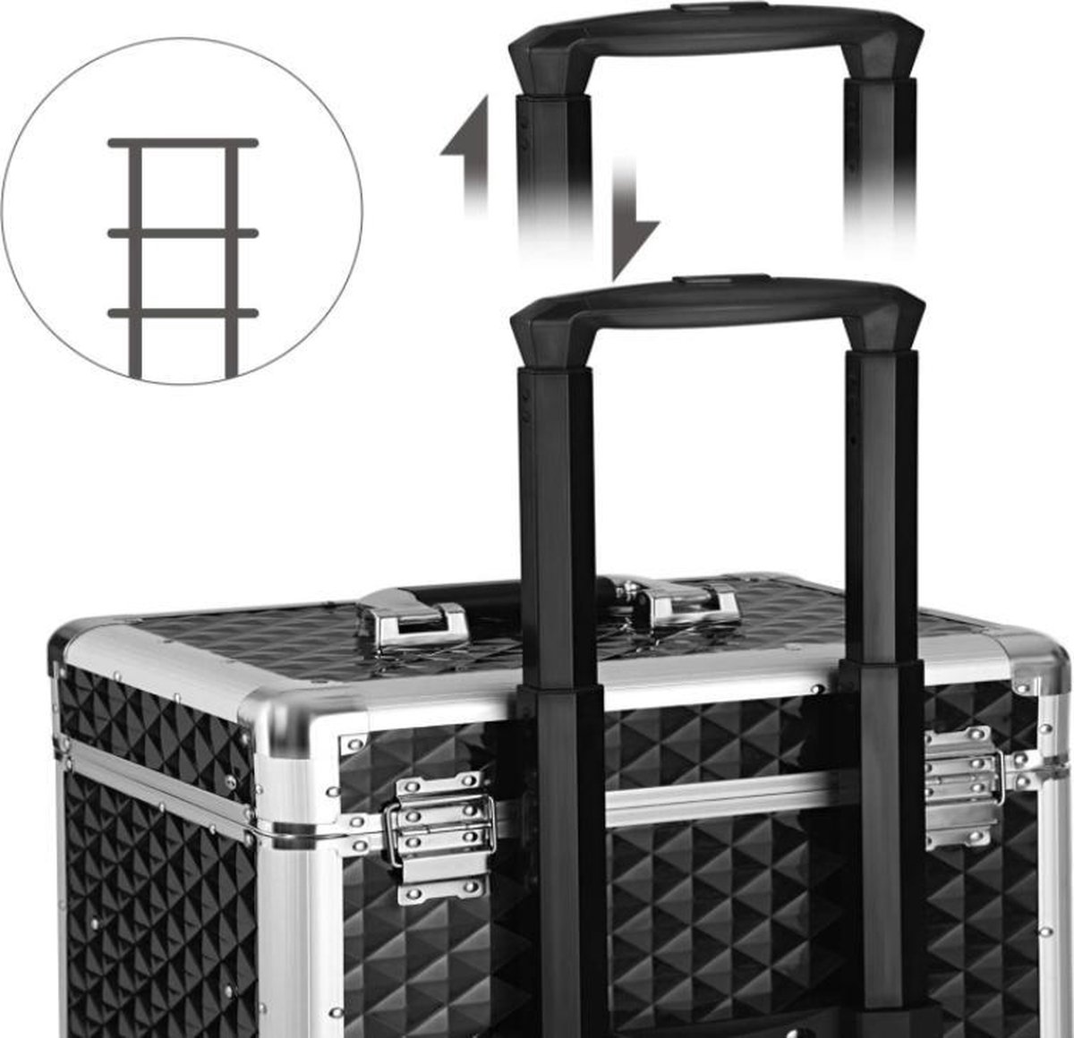 Songmics JHZ08BK Lockable Makeup Case Rolling Trolley