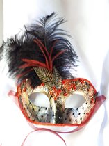 Rood Burlesk Masker - Red Burlesque Mask