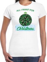 Wiet Kerstbal shirt / Kerst t-shirt All i want for Christmas wit voor dames - Kerstkleding / Christmas outfit L