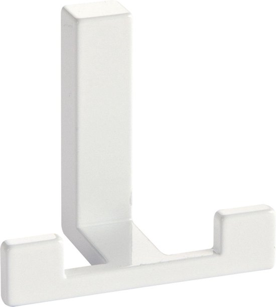 1x Luxe kapstokhaken / jashaken modern wit met dubbele haak - hoogwaardig metaal - 4 x 6,1 cm - metalen kapstokhaakjes / garderobe haakjes