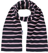 Bretonse streep sjaal Donkerblauw met roze strepen 15x140cm