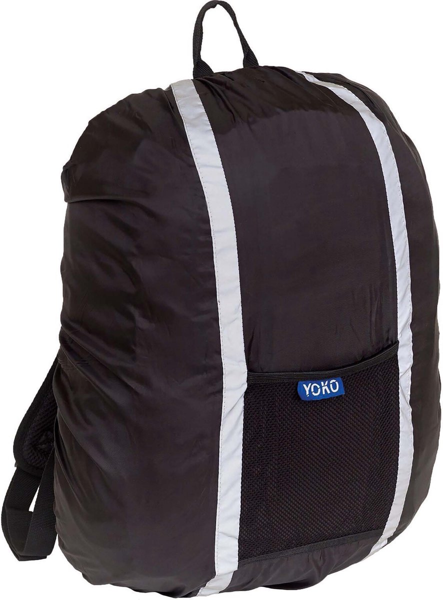 HVW068 - YOKO Hoge zichtbaarheid waterafstotende reflecterende rugzak cover - tot 25 lt - kleur Zwart