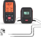 Inkbird IRF-2SA BBQ Draadloos 150 Meter Vleesthermometer met 2 Probes en Alarm voor Grillen, Keuken, Outdoor-keuken,Rookoven en Oven