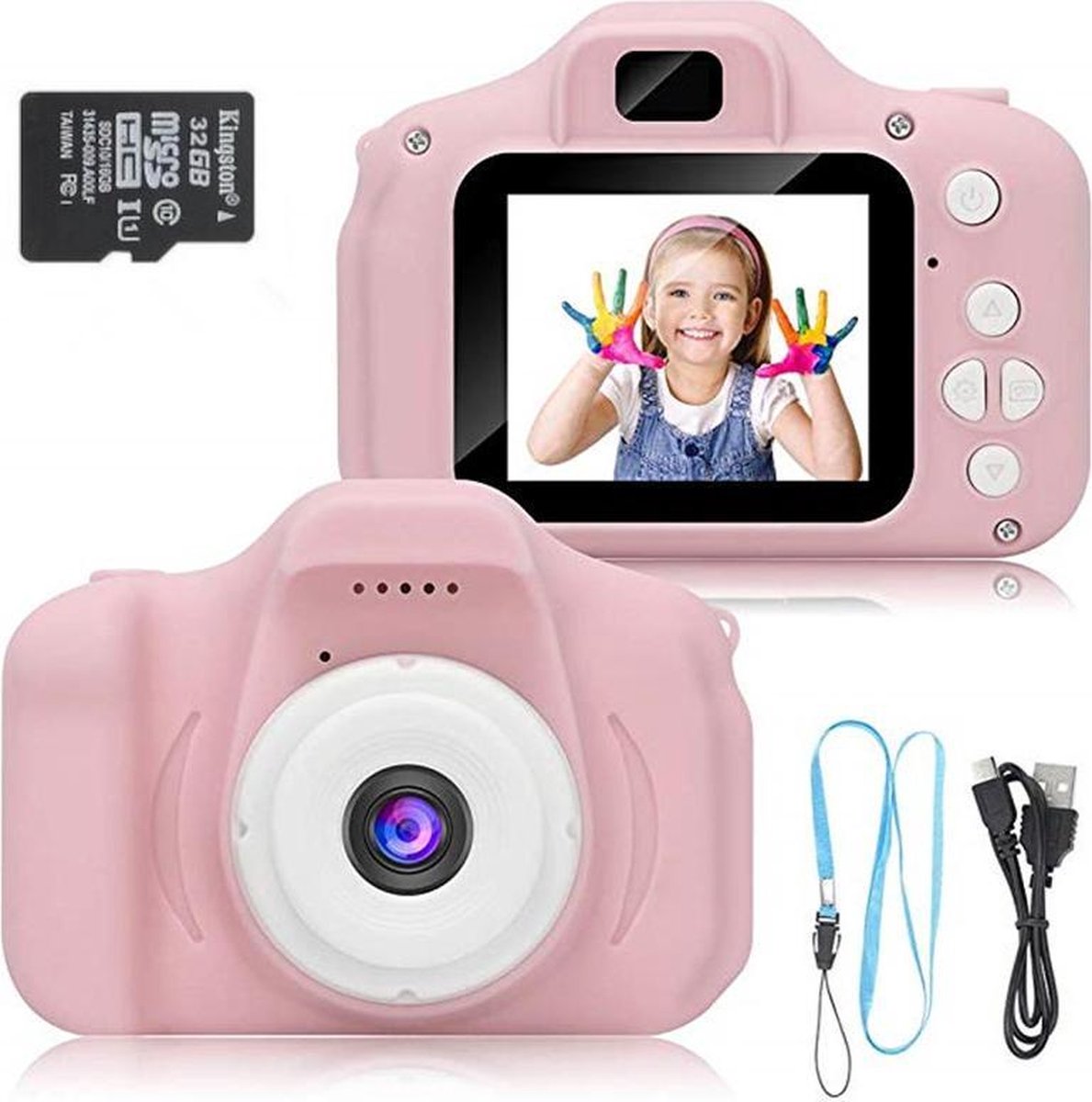 Jukxo Kindercamera Roze Inclusief 5 Spellen en 32GB SD-kaart Digitale Kindercamera -Kinderfototo