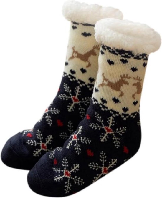 Comfort fuzzy sokken dames – kerst rendier blauw – huissokken – huissokken  dames –... | bol