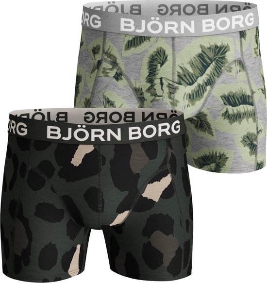 Björn Borg - Gigant Leo & Painted Leaves Cotton Stretch Shorts - 2-Pack - S