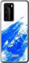 Huawei P40 Pro Hoesje Transparant TPU Case - Blue Brush Stroke #ffffff