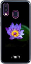 Samsung Galaxy A40 Hoesje Transparant TPU Case - Purple Flower in the Dark #ffffff