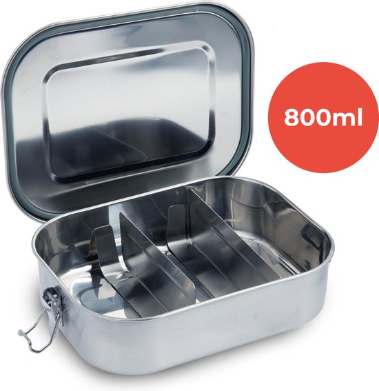 KitchenBrothers Lunchbox - Milieuvriendelijk RVS - Lekvrij en Waterdicht -  3... | bol.com