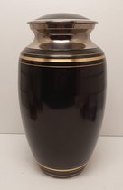 Urn, Messing, Zwart, Gouden band, 3 liter, Urn voor as