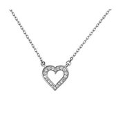 Joy|S - Zilveren puro amore ketting met hartje (12 mm) - zirkonia - gehodineerd