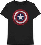 Marvel Captain America Heren Tshirt -L- Distressed Shield Zwart