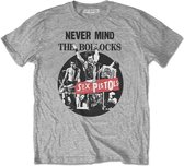 Sex Pistols Heren Tshirt -S- Never Mind The Bollocks Grijs
