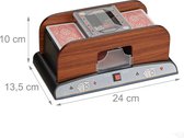 Relaxdays kaartenschudmachine elektrisch - 2 decks - schudmachine speelkaarten - houtlook