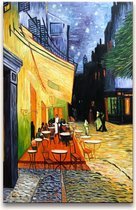 Handgeschilderd schilderij Olieverf op Canvas - Caféterras bij Nacht