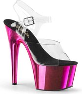 Pleaser - ADORE-708 Sandaal met enkelband, Paaldans schoenen - Paaldans schoenen - 42 Shoes - Zwart/Roze