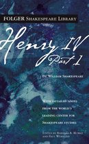 Boekomslag van Henry IV, Deel 1 door Shakespeare met abstracte blauwe en paarse inktvlekken op de achtergrond.