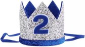Verjaardag kroon Blauw/Zilver 2 jaar, haarband kroon