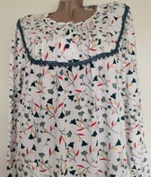 Dames nachthemd lang model warm gevoerd met bloemenprint M 38-42 wit/rood