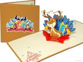 Popcards popup kerstkaarten - Kerstkaart Rendier Rudolf the red nose Reindeer Cadeautjes pop-up kaart 3D wenskaart