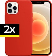 Hoes voor iPhone 12 Pro Case Hoesje Siliconen Hoes Back Cover - 2 Stuks - Rood