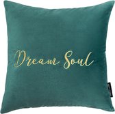 Lucy’s Living Luxe sierkussenhoes Velvet DREAM SOUL - groen - 45 x 45 cm - goud - kussen - kussens - fluweel - wonen - interieur