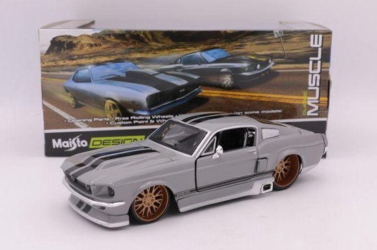 Ford Mustang GT 1967 Grey/Black Stripes Modelauto - Schaalmodel -  Miniatuurauto -... | bol