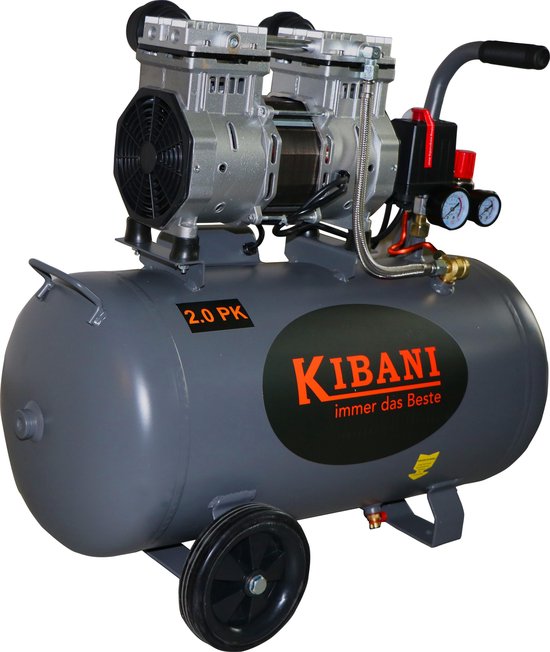 Geleidbaarheid Misbruik surfen Kibani super stille compressor 50 liter – olievrij – 8 BAR – 63 DB – Super  Silent -... | bol.com
