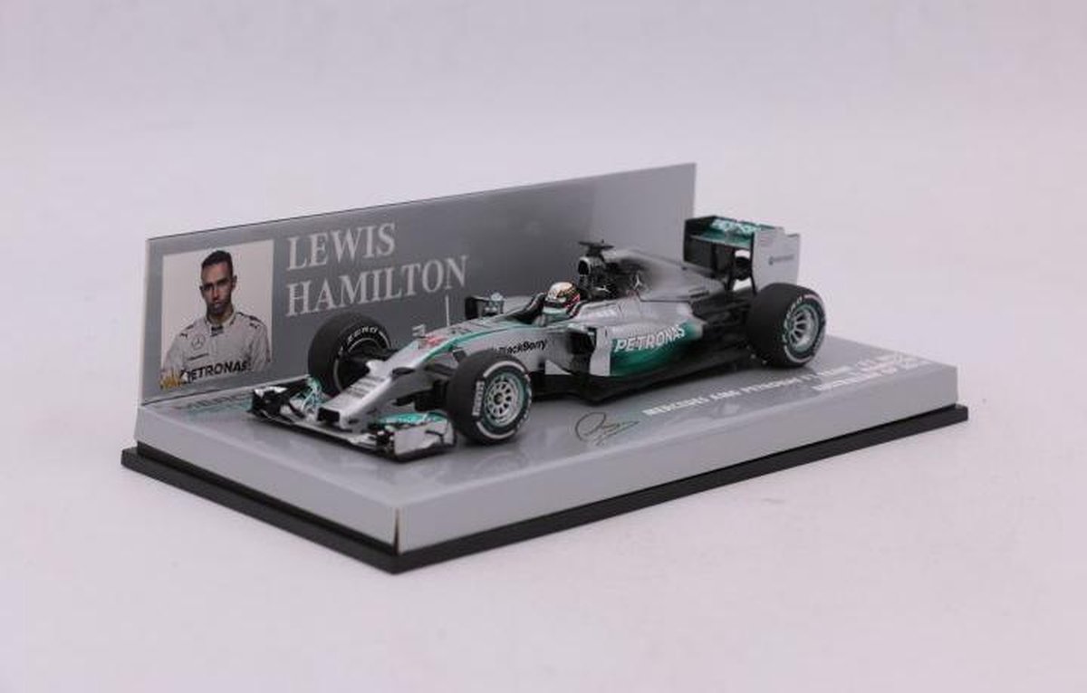 1:43 Diecast modelauto Mercedes AMG Petronas F1 Team W05 #44 GP Australië 2014 Lewis Hamilton Minichamps