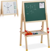 Relaxdays schoolbord - krijtbord en whiteboard - 2 in 1 - tekenbord - op ezel - magnetisch
