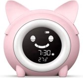 Slaaptrainer - Wake-up light - Digitale wekker met slaaptimers - Nachtlamp met slaapdeuntjes - Kat - Perzik