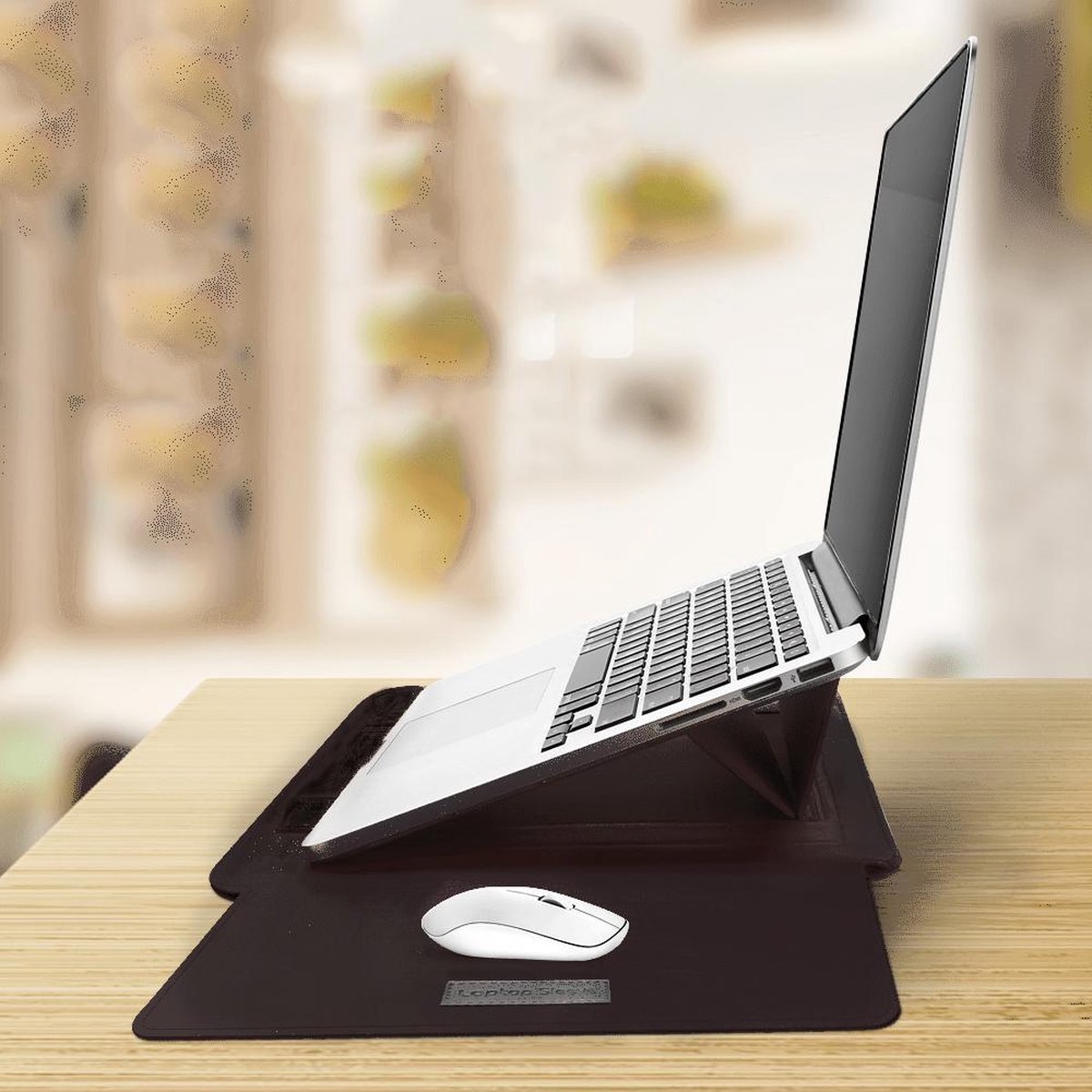 The Shape Label™ - Leren Laptophoes 11 Inch 2-In-1 - Charcoal Black
