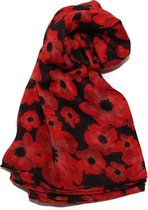 Lichte dames sjaal met kleine klaprozen | mode accesoire | geschenk voor haar