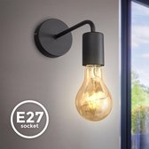 B.K.Licht - Zwarte Wandlamp - voor binnen - industriele - metalen wandlamp - netstroom - met 1 lichtpunt - wandspots - muurlamp - E27 fitting - excl. lichtbron