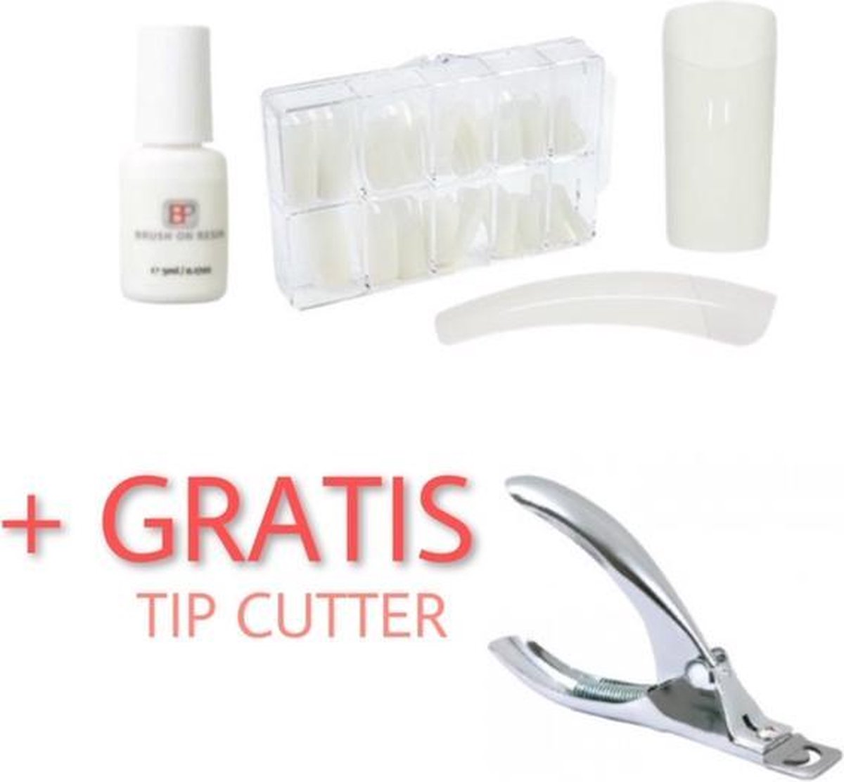 Goedkoopste Nageltips 100 stuks Naturel 5 ml nagellijm Tipknipper - Acrylnagels - Tips - Kunstnagels pakket