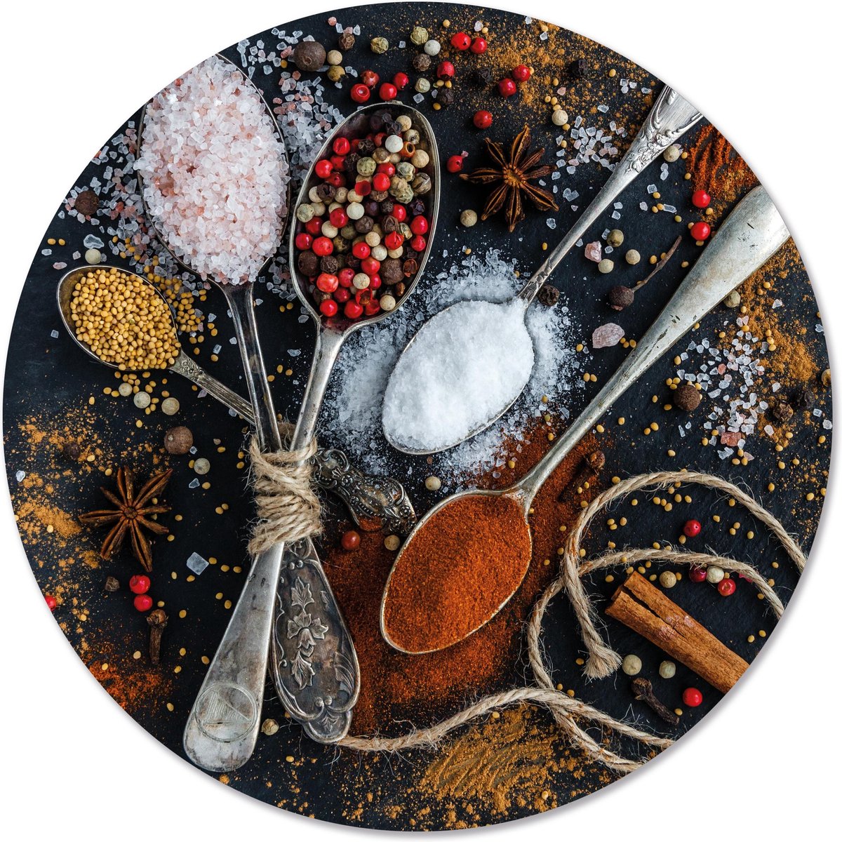 Label2X - Schilderij - Spices Ø - Multicolor - 30 X 30 Cm