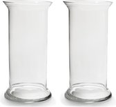 Set van 2x stuks transparante trechter vaas/vazen van glas 18 x 35 cm - Woonaccessoires/woondecoraties - Glazen bloemenvaas - Boeketvaas