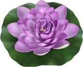 1x Paarse drijvende kunst waterlelie bloemen 18 cm - Tuinaccessoires - Vijverbenodigdheden - Vijverdecoratie - Nep/kunst bloemen/planten - Waterlelies