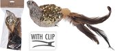 2x Gouden decoratie vogeltjes/vogels op clip 25 cm - Woondecoratie/hobby/kerstboomversiering vogeltjes