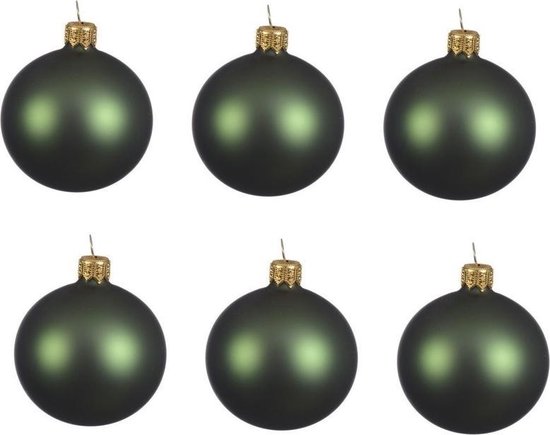 12x Donkergroene glazen kerstballen 8 cm - Mat/matte - Kerstboomversiering  donkergroen | bol.com