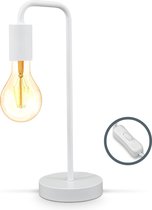 B.K.Licht - Lampe de table - industrielle - rétro - métal - lampe de chambre courbée - lampe de chevet - blanc givré - lampe de lecture - excl. E27