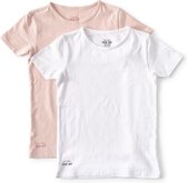 Little Label - t-shirt fille 2-pack - rose blanc 86-92 - taille: 92 - coton bio